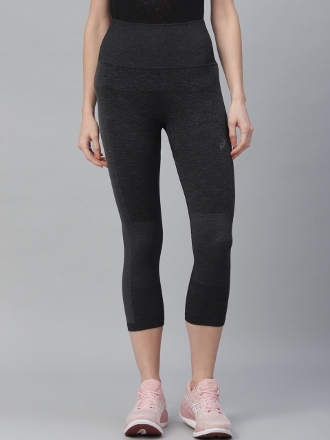ASICS Women Black Solid Seamless Three-Fourth Tights