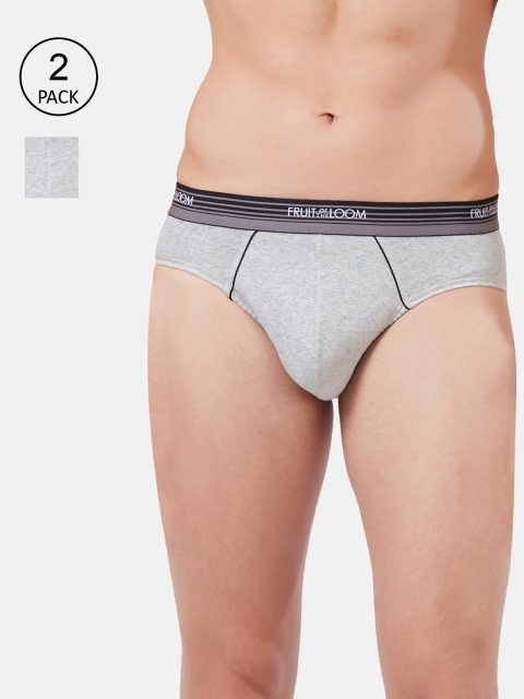 Fruit of the loom Men Pack of 2 Grey Melange Solid Hipster Briefs MHB05-2P-A2S3