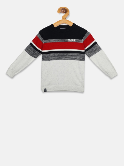 Monte Carlo Boys Grey & Red Colourblocked Pullover Sweater