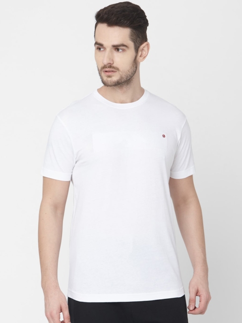 Mufti Men White Solid Round Neck T-shirt