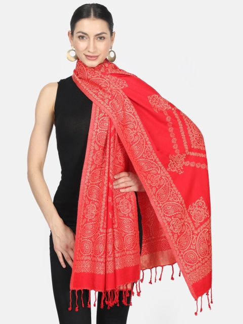 Monte Carlo Women Red & Gold-Coloured Printed Stole