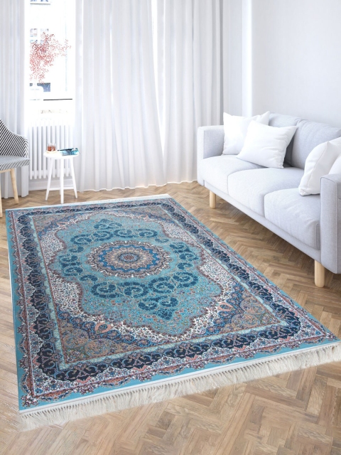 Tistabene Blue Printed Anti-Skid Carpet