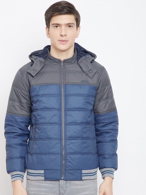 Adobe Men Blue Colourblocked Lightweight Padded Jacket