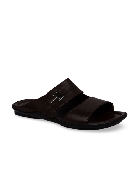 Regal Men Brown Solid Leather Comfort Sandals