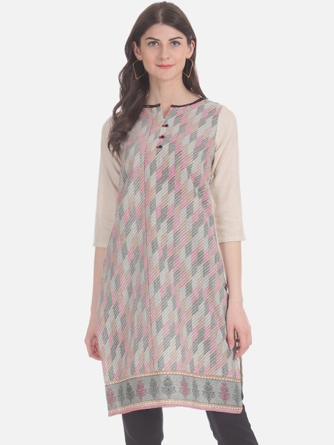 Karigari Women Multicoloured Printed Straight Kurta, Multi