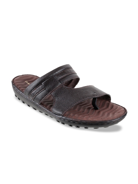 Metro Men Brown Leather Comfort Sandals
