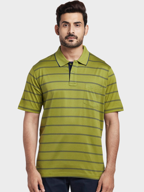 ColorPlus Men Green Striped Polo Collar T-shirt
ColorPlus Men Green Striped Polo Collar T-shirt