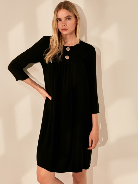 TRENDYOL COLLECTION Women Black Solid A-Line Dress