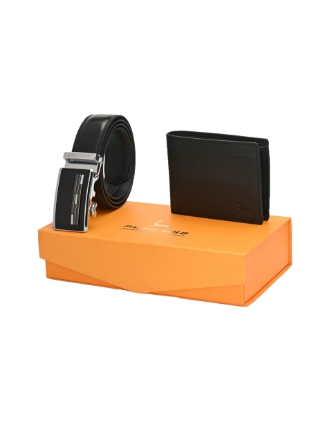 Pacific Gold Men Black Leather Accessory Gift Set