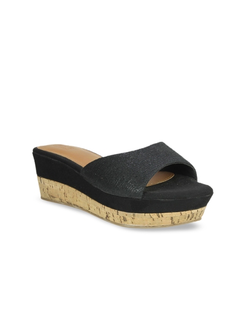 Inc 5 Women Black Solid Sandals