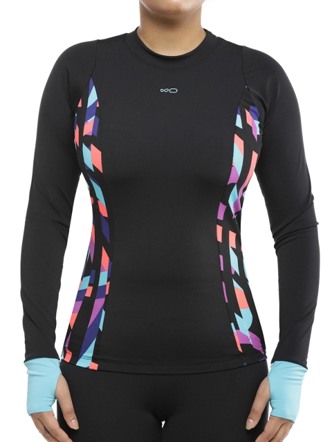 Nabaiji By Decathlon Women Black & Pink Printed Swim Set