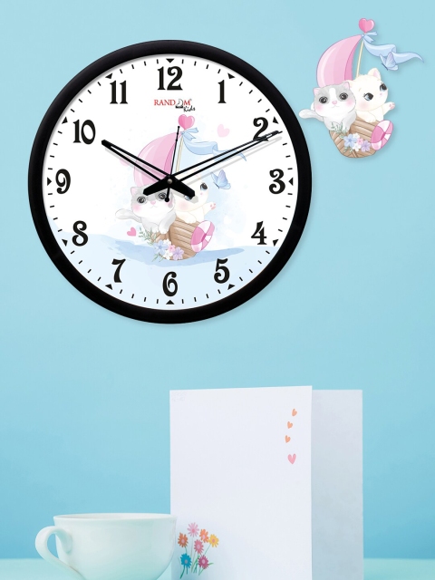 RANDOM Off-White & Blue Round Printed 30 cm Analogue Wall Clock