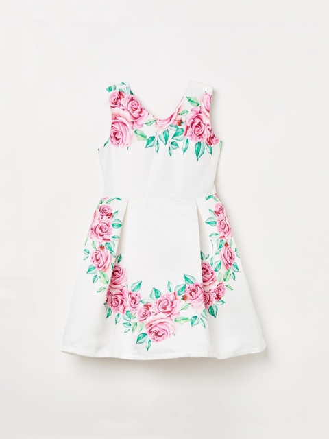 Fame Forever by Lifestyle Girls White Printed A-Line Dress