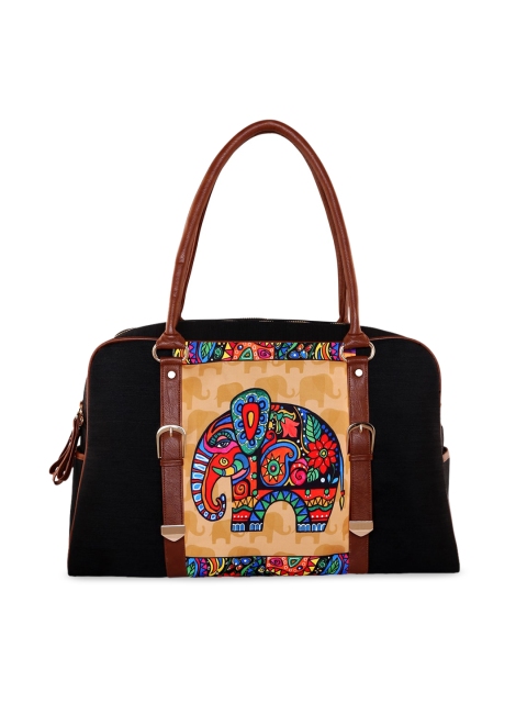 All Things Sundar Black Printed Handheld Bag
