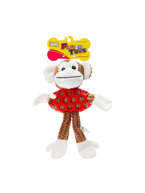 Poochles Multicoloured Monkey Rubber Plush Large Dog Toy, Brown 
Poochles Multicoloured Monkey Rubber Plush Large Dog Toy, Brown