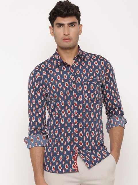 Tistabene Men Blue Slim Fit Printed Casual Shirt