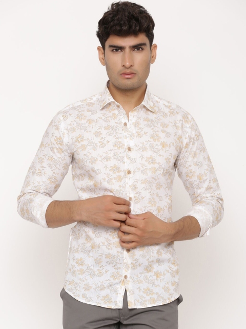 Tistabene Men White & Beige Regular Fit Printed Casual Shirt