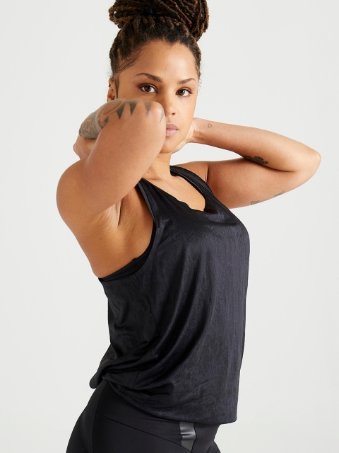 Domyos by Decathlon Women Black Pattern Ultra-Light Fitness Tank Top