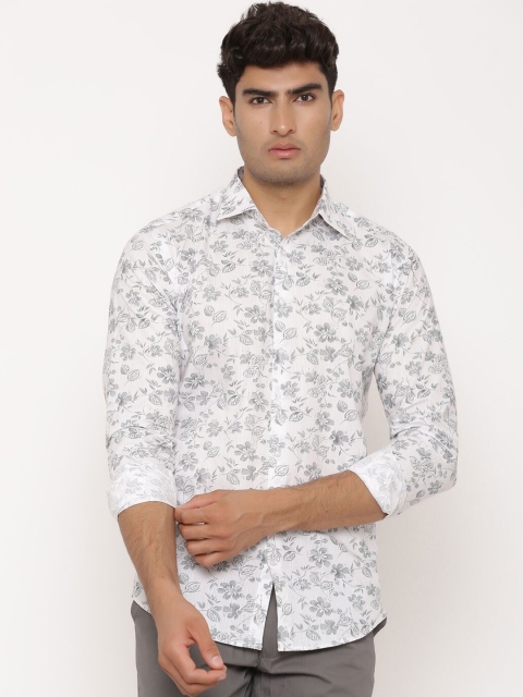 Tistabene Men Grey & White Regular Fit Printed Casual Shirt