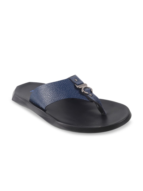 Metro Men Navy Blue Leather Comfort Sandals
