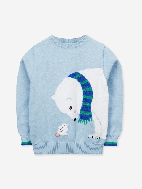 Cherry Crumble Boys Blue & White Polar Bear Printed Pullover Sweater