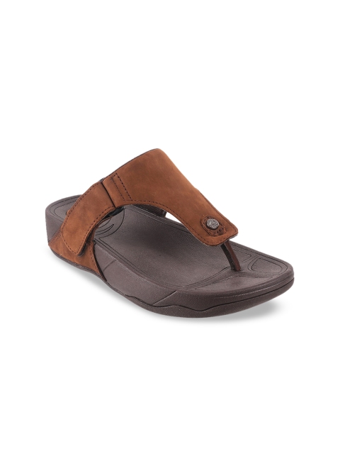 Metro Men Brown Leather Comfort Sandals