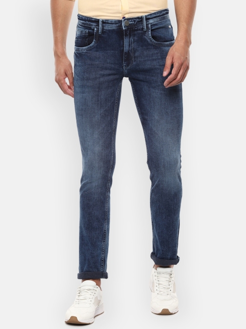 V Dot Men Navy Blue Slim Fit Mid-Rise Clean Look Stretchable Jeans