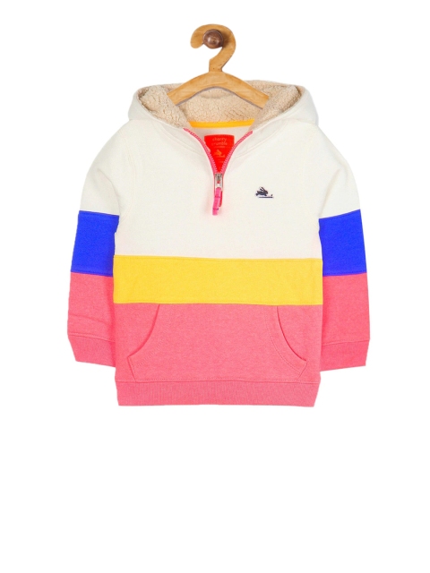 Cherry Crumble Boys Grey Colourblocked Hooded Sweatshirt, Off white
