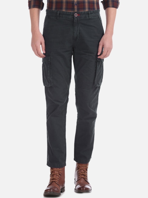 Cherokee Men Charcoal Regular Fit Solid Cargos