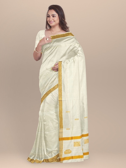 BharatSthali Cream-Coloured & Gold-Coloured Pure Cotton Woven Design Handloom Kasavu Sustainable Saree
BharatSthali Cream-Coloured & Gold-Coloured Pure Cotton Woven Design Handloom Kasavu Sustainable Saree