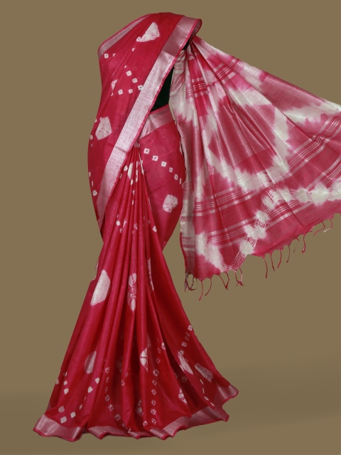 Pothys Magenta Printed Linen Blend Saree