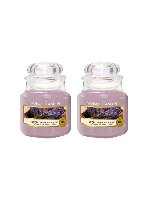 YANKEE CANDLE Set of 2 Dried Lavender & Oak Scented Candle Jars