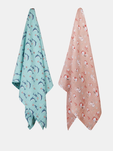 Kaarpas Kids Set Of 2 Blue & Pink Printed Ocean Dive Organic Cotton Muslin Swaddles
Kaarpas Kids Set Of 2 Blue & Pink Printed Ocean Dive Organic Cotton Muslin Swaddles