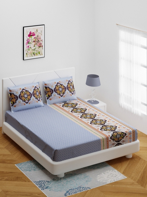 BOMBAY DYEING Blue & Brown Printed 210 TC Cotton Double Queen Bedsheet With 2 Pillow Covers
BOMBAY DYEING Blue & Brown Printed 210 TC Cotton Double Queen Bedsheet With 2 Pillow Covers