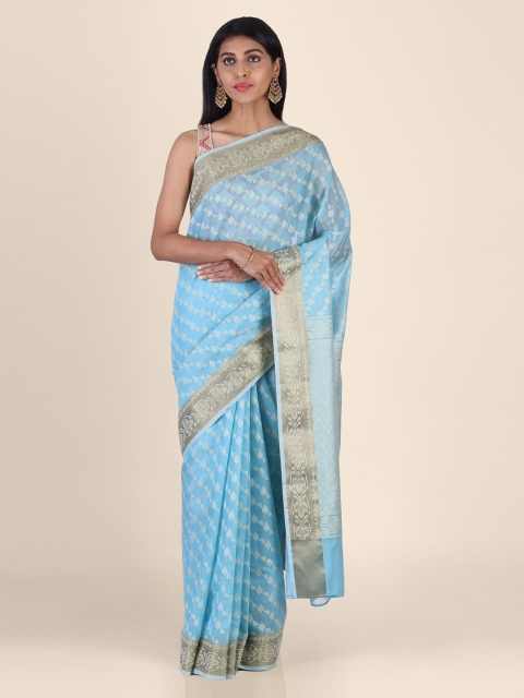 Shruti and Mangaaysh Blue & Gold-Toned Silk Blend Woven Design Banarasi Handloom Saree
Shruti and Mangaaysh Blue & Gold-Toned Silk Blend Woven Design Banarasi Handloom Saree
