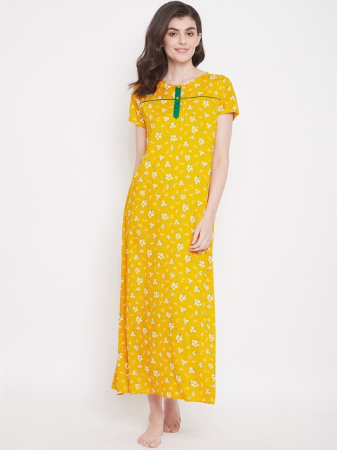 Clovia Yellow Printed Nightdress