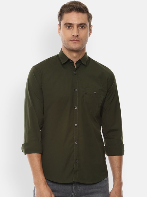 Louis Philippe Sport Men Olive Green Slim Fit Solid Casual Shirt