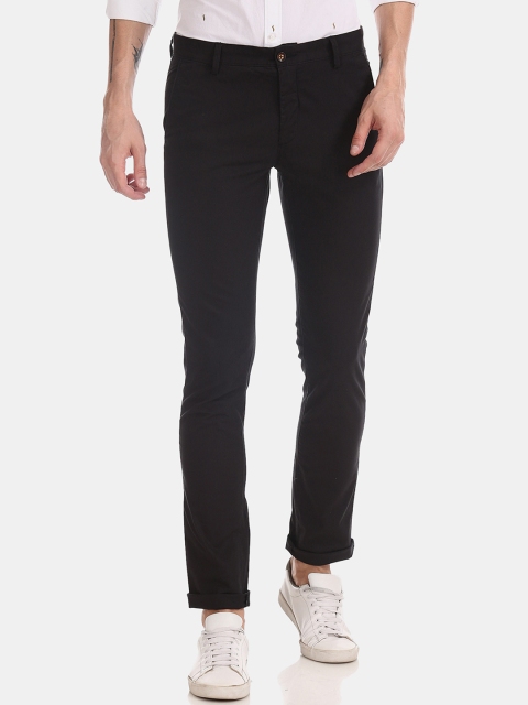 Arrow Men Black Slim Fit Solid Regular Trousers