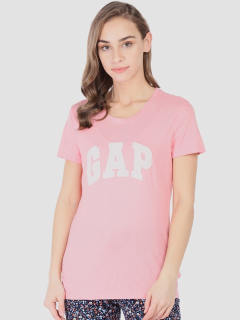 GAP Women Pink Printed Round Neck T-shirt