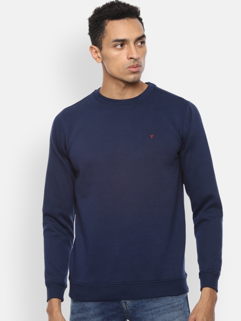 Van Heusen Sport Men Navy Blue Solid Sweatshirt
