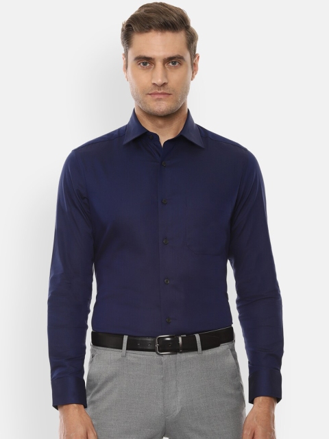 Louis Philippe Men Navy Blue Regular Fit Solid Casual Shirt