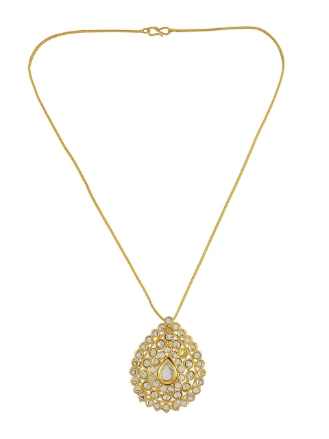 Silvermerc Designs Gold Plated Cubic Zirconia-Studded Pendant With Chain