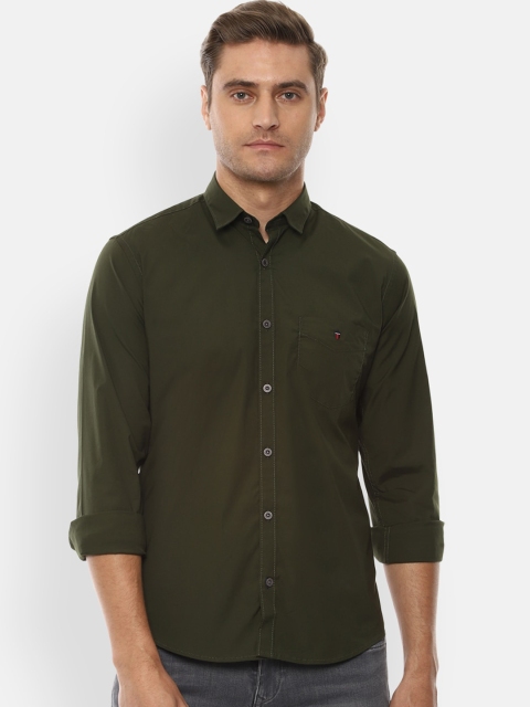 Louis Philippe Sport Men Olive Green Slim Fit Solid Casual Shirt