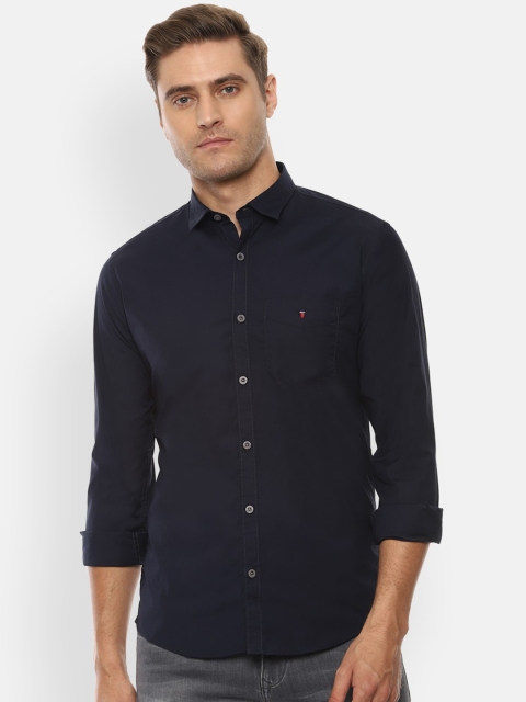 Louis Philippe Sport Men Navy Blue Slim Fit Solid Casual Shirt