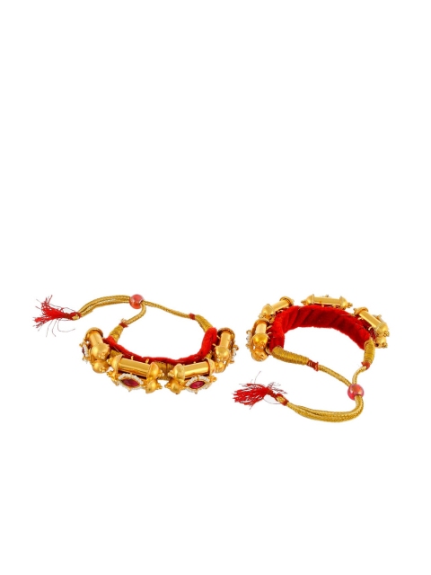 Imittire Pack Of 2 Gold-Plated Red Cuff Bracelet
