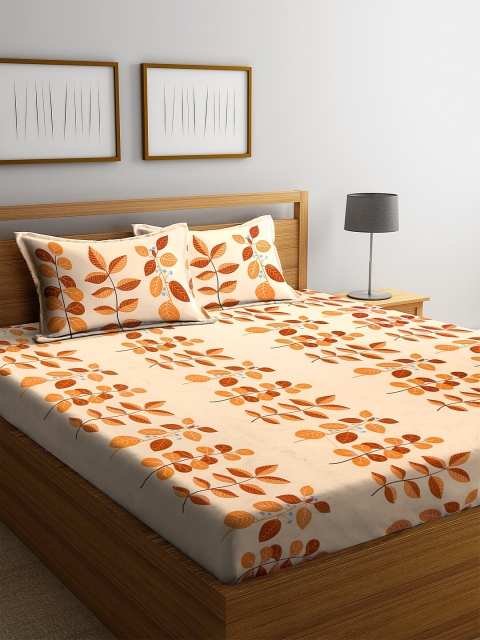 KLOTTHE Cream-Coloured & Brown Floral 210 TC Cotton 1 King Bedsheet with 2 Pillow Covers
KLOTTHE Cream-Coloured & Brown Floral 210 TC Cotton 1 King Bedsheet with 2 Pillow Covers