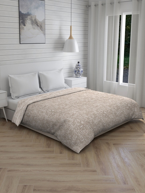 Layers Brown & White Printed Double King Bedding Set With Comforter