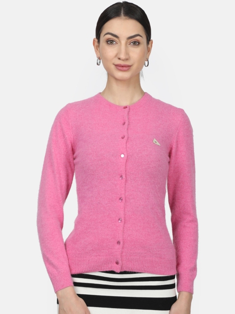 Monte Carlo Women Pink Solid Woollen Cardigan