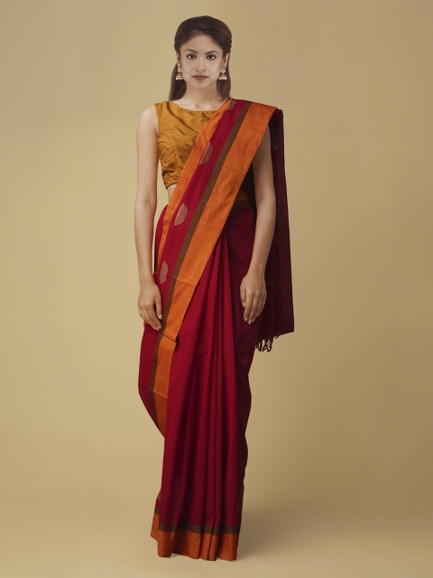 Unnati Silks Red Striped Saree