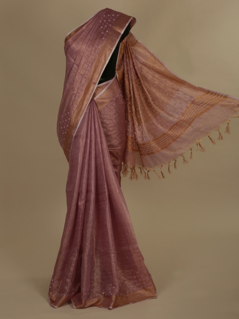 Pothys Lavender Woven Design Linen Blend Saree